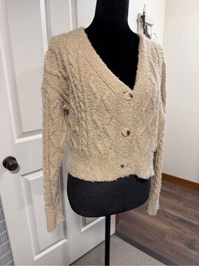 Altar’d State Cozy Cable Knit Cardigan Sweater Small